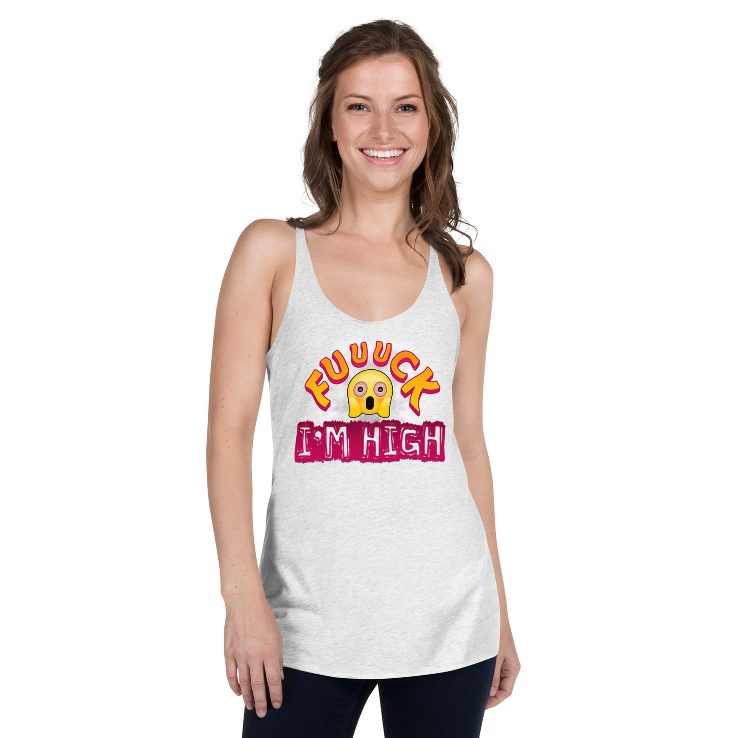 Women's Cannabis Weed Emoji Racerback Tank Top