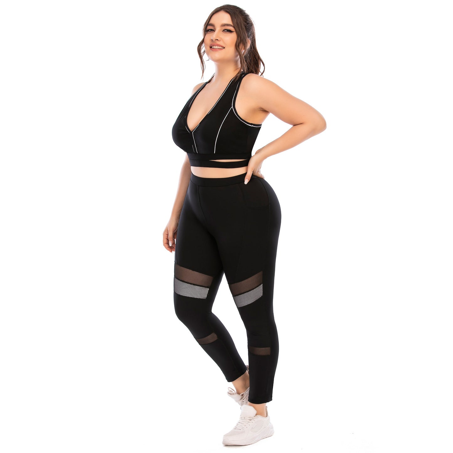 Women's Plus Size Yoga Sports Set With Designer Supportive Top