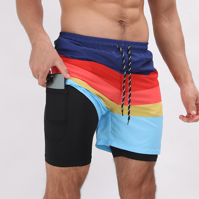 Men's Retro-Style Double Layer Sport Beach Shorts