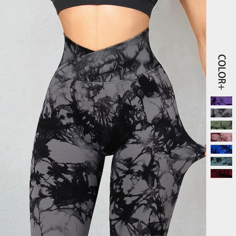 Women's Seamless Tie Dye Push Up Yoga Leggings