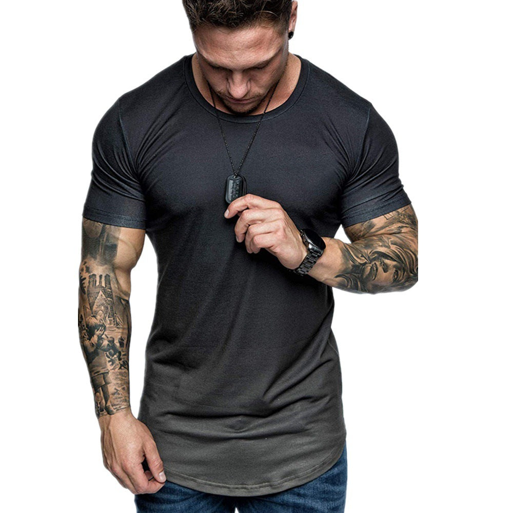 Men's Gradient Round Neck Short Sleeve Summer T-shirt