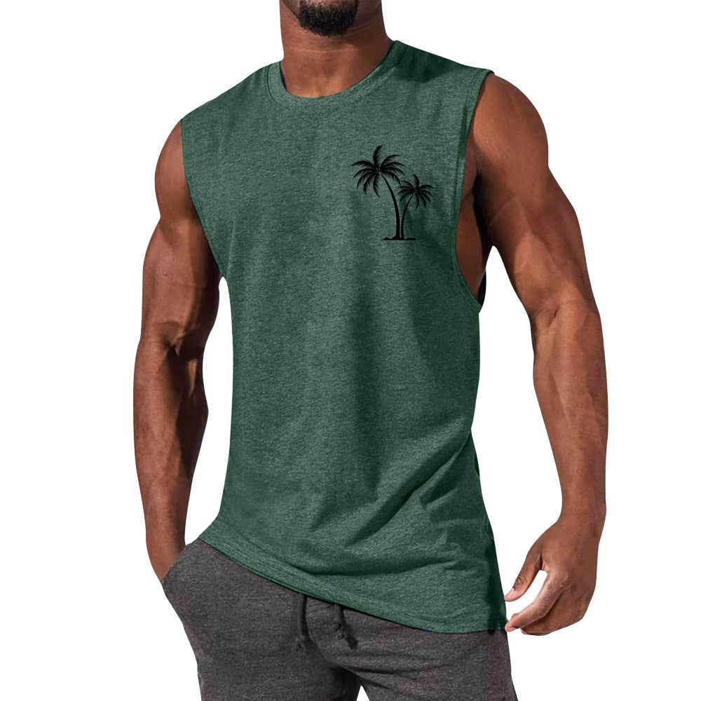 Men's Vest Summer Beach Tank Tops Workout Fitness T-Shirt