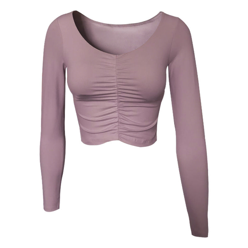 Women's Yoga Belly Button Long Sleeve Workout Top