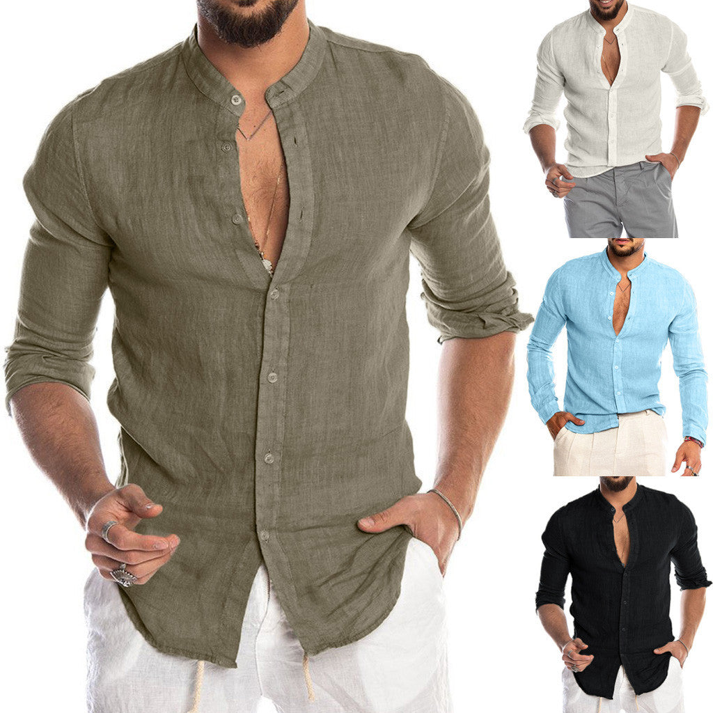 Men's Fitted Flat Collar Button Down Summer Shirt