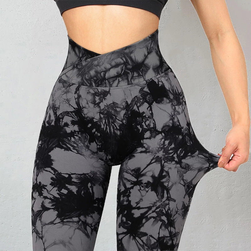 Women's Seamless Tie Dye Push Up Yoga Leggings