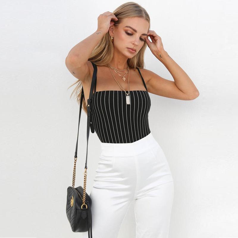 Summer Sleeveless Womens Striped Sling Jumpsuit