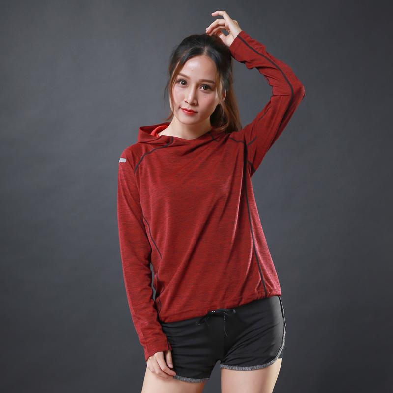 Women's Long Sleeve Hooded Fitness T-shirt