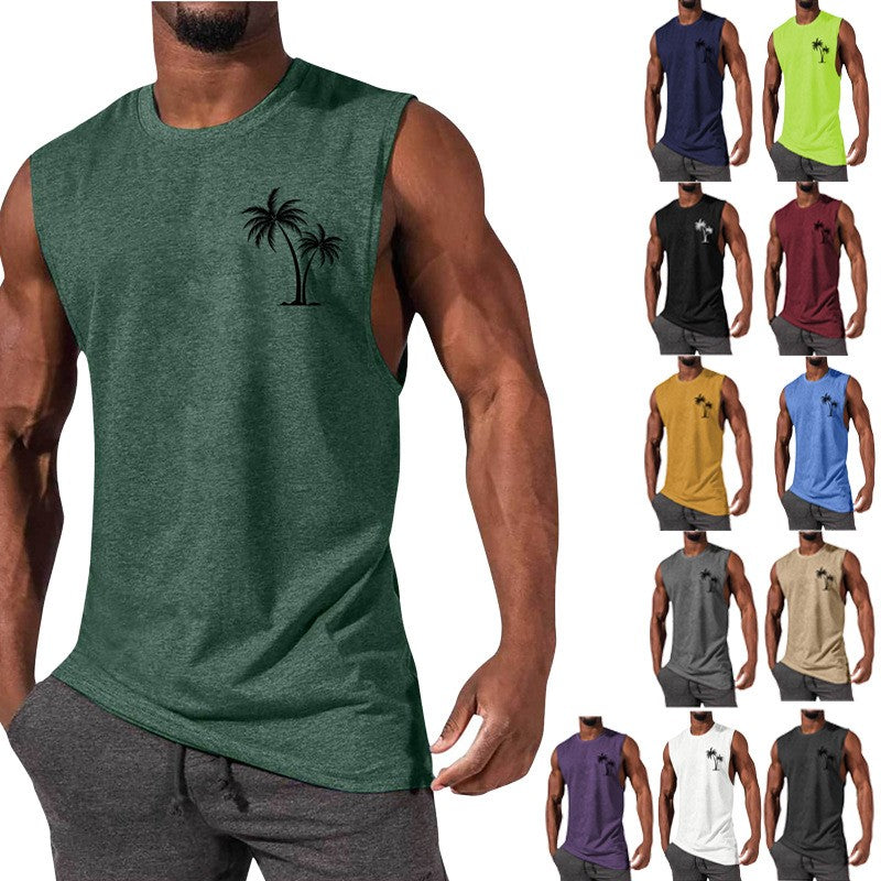 Men's Vest Summer Beach Tank Tops Workout Fitness T-Shirt