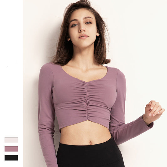 Women's Yoga Belly Button Long Sleeve Workout Top