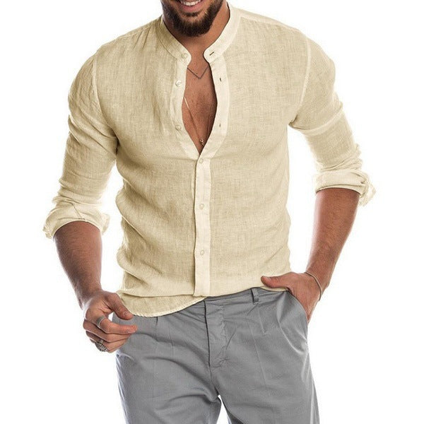 Men's Fitted Flat Collar Button Down Summer Shirt