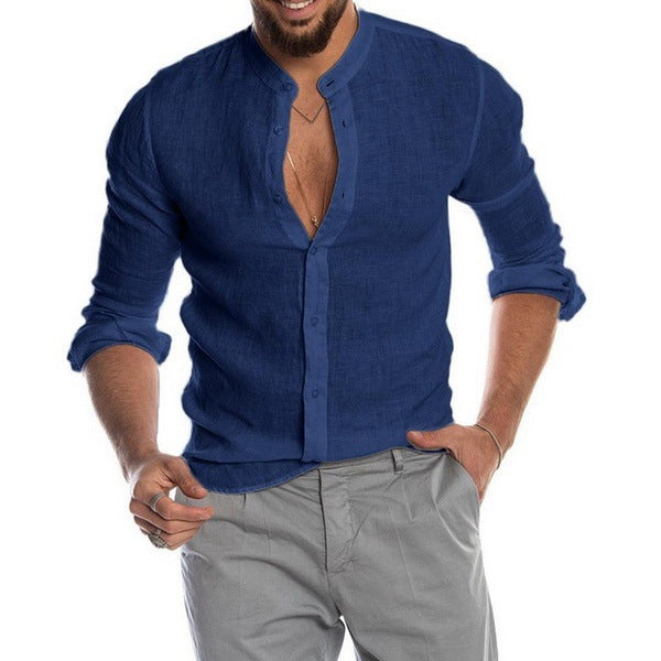 Men's Fitted Flat Collar Button Down Summer Shirt