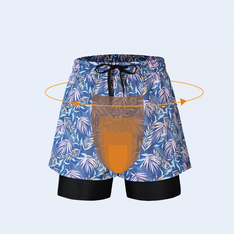 Men's Loose Double Layer Swimming Trunks