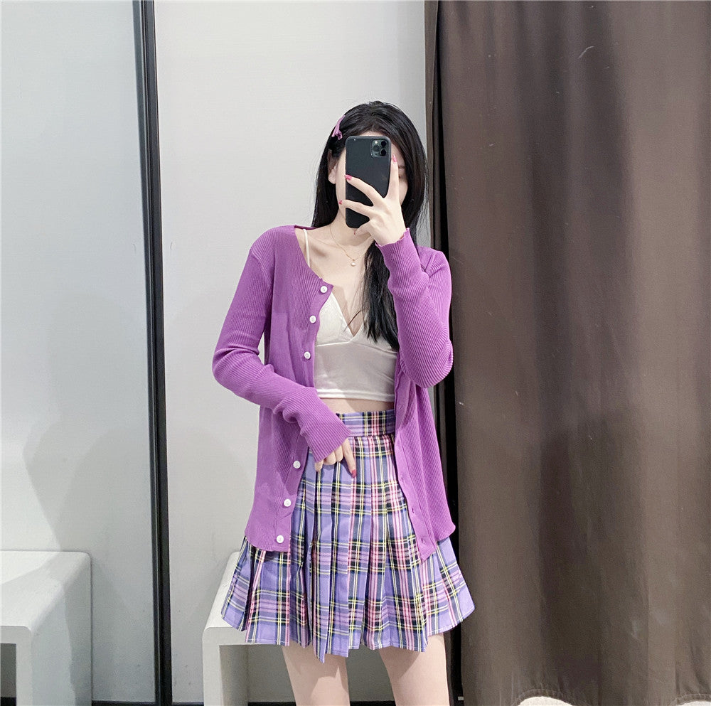 Summer New Womens Wild Thin Plaid