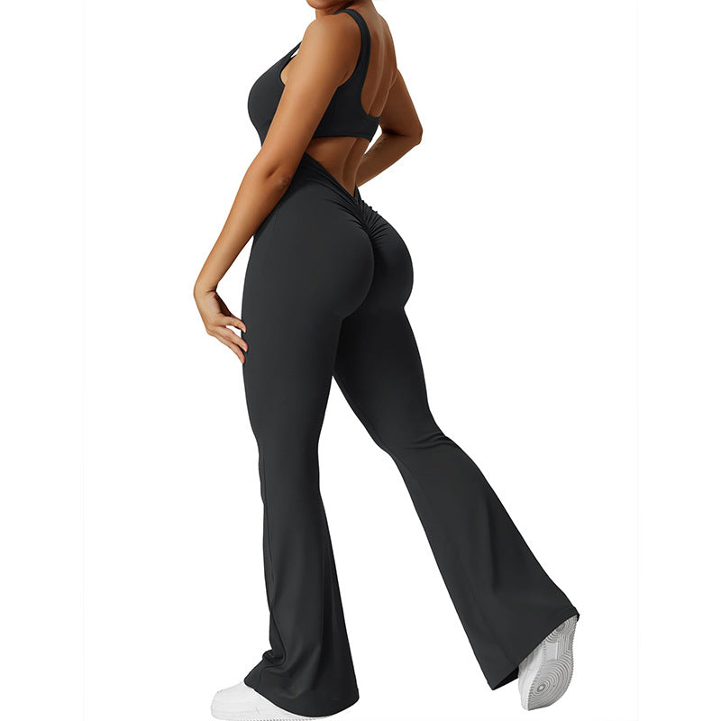 Slim Fit Hip Raise Jumpsuit Sexy Backless Exercise Yoga Clothes