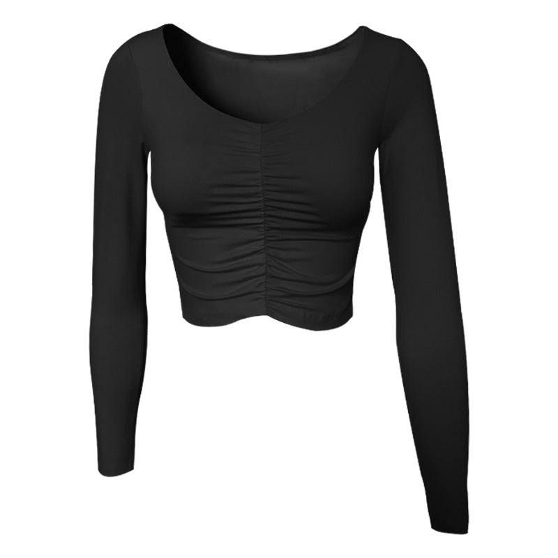 Women's Yoga Belly Button Long Sleeve Workout Top