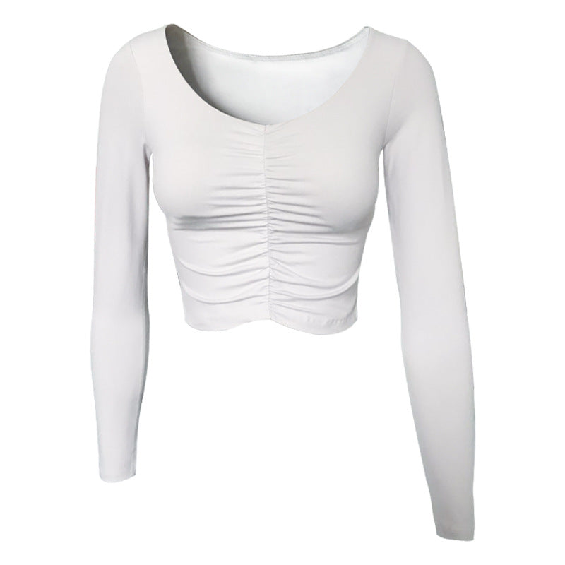 Women's Yoga Belly Button Long Sleeve Workout Top