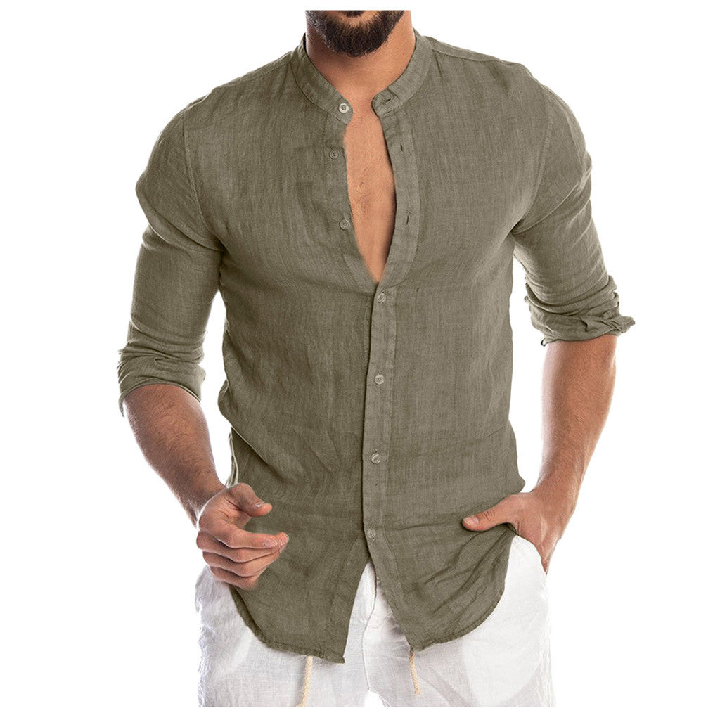 Men's Fitted Flat Collar Button Down Summer Shirt