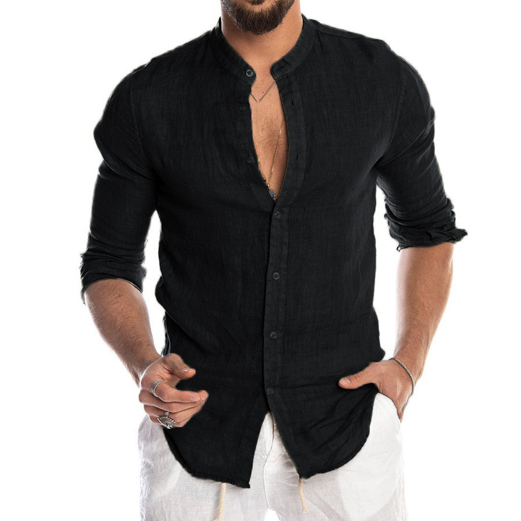 Men's Fitted Flat Collar Button Down Summer Shirt