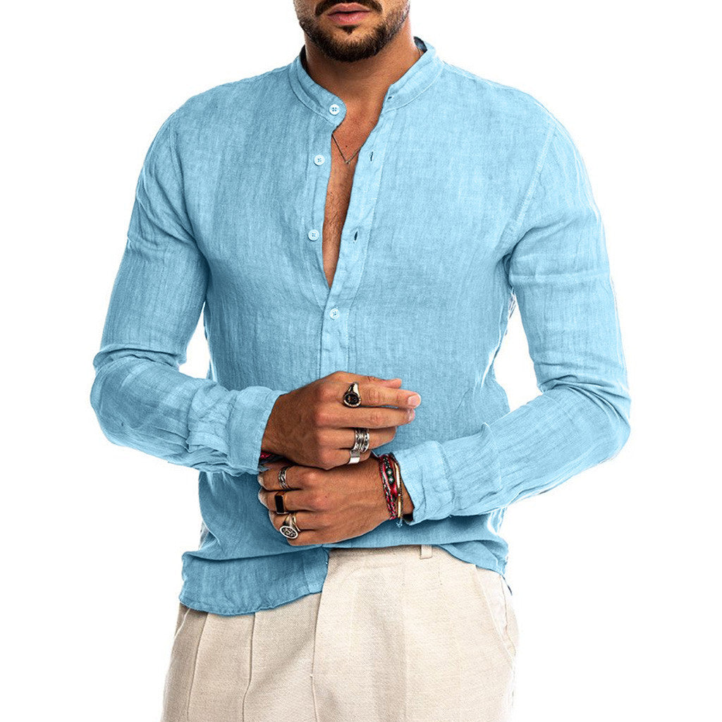 Men's Fitted Flat Collar Button Down Summer Shirt