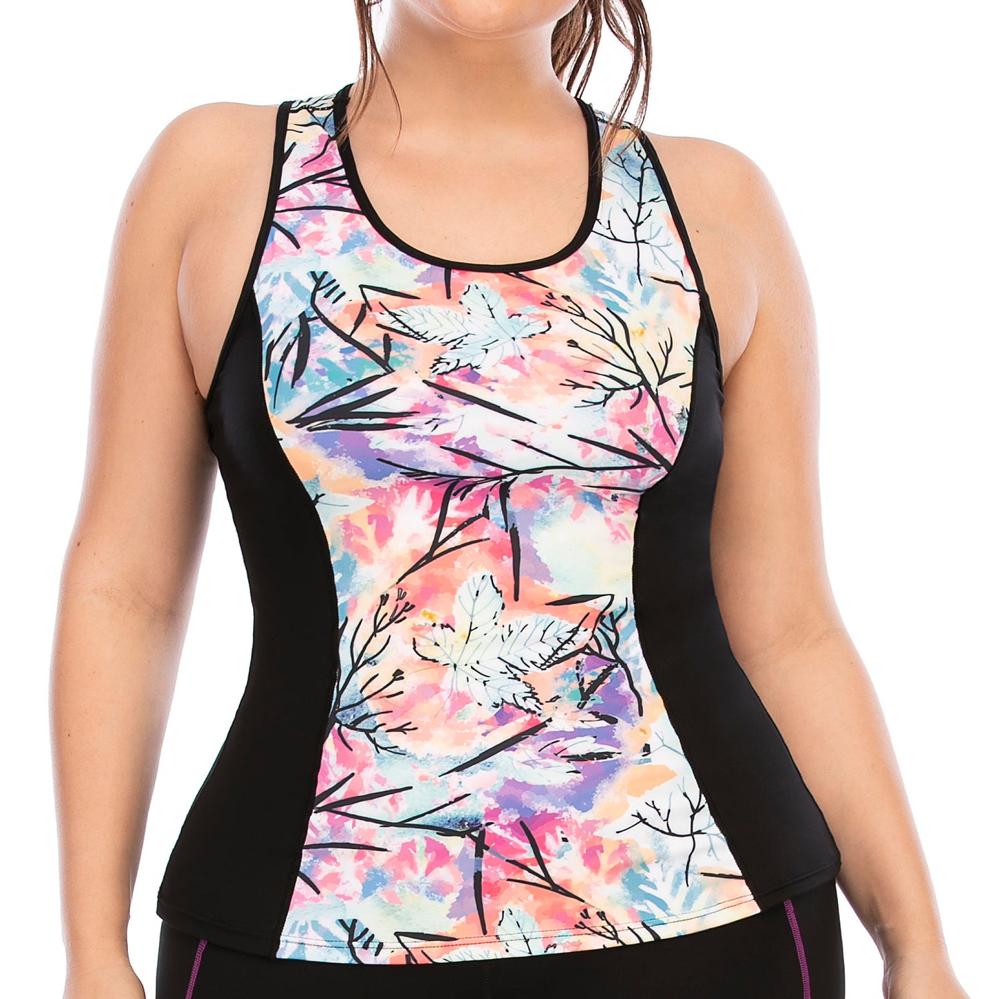 Women's Plus Size Yoga Sports Set With Artisan Inspired Tank Top