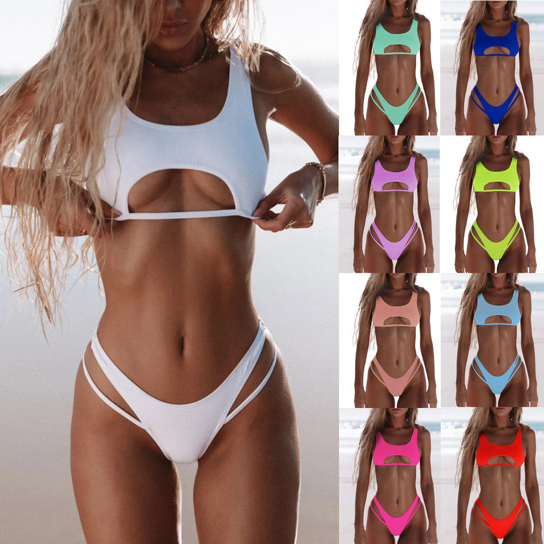 Women's solid color bikini set