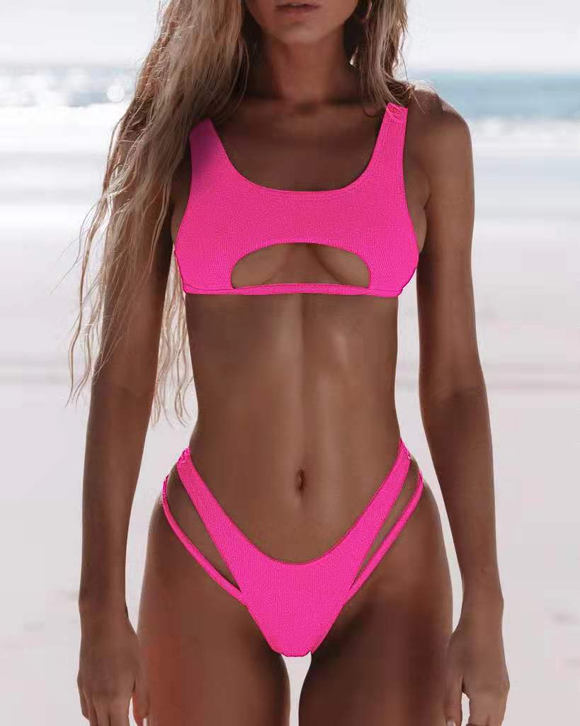 Women's solid color bikini set