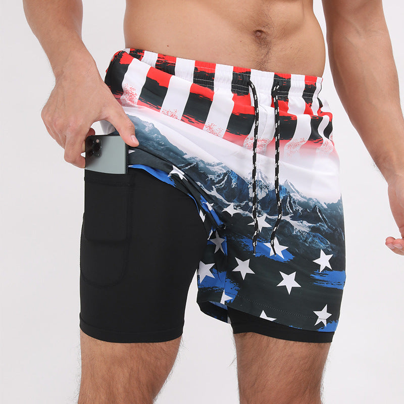 Men's Retro-Style Double Layer Sport Beach Shorts