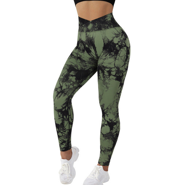 Women's Seamless Tie Dye Push Up Yoga Leggings