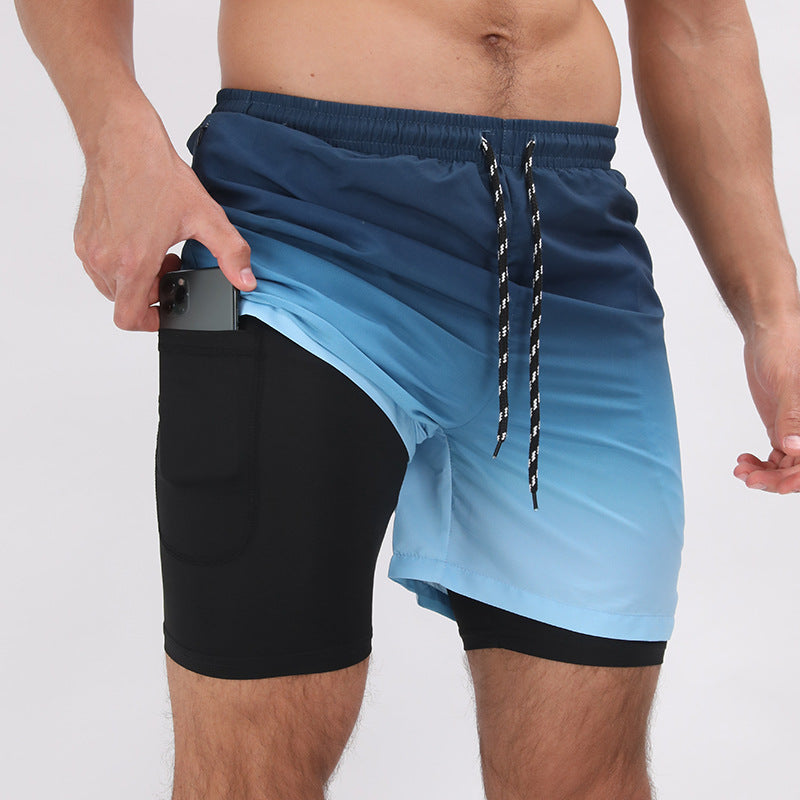 Men's Retro-Style Double Layer Sport Beach Shorts