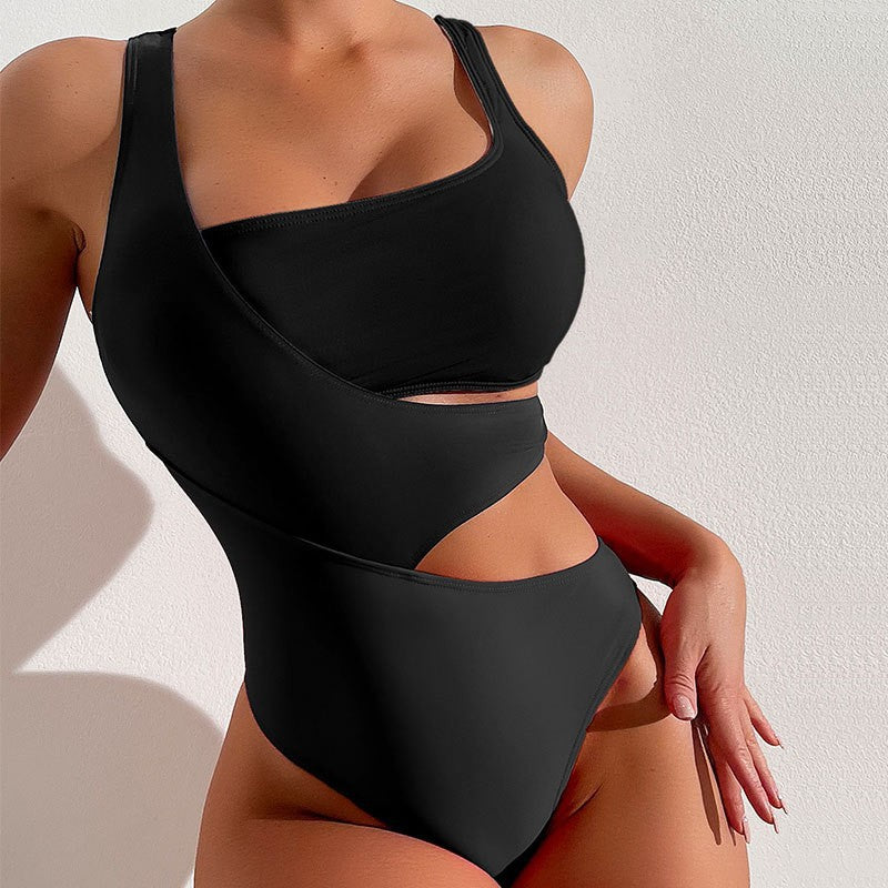 Women's Fashion Color Block Cut-out One Piece Shaping Swimsuit