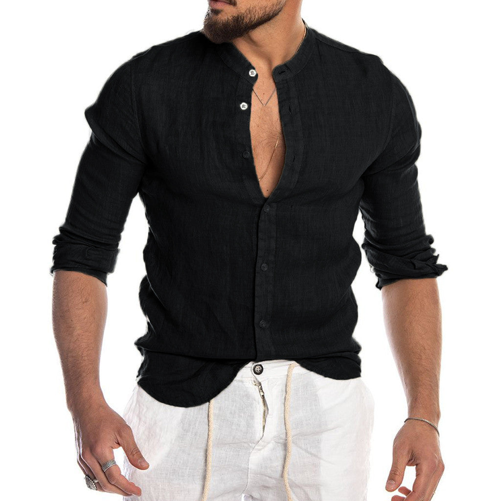 Men's Fitted Flat Collar Button Down Summer Shirt