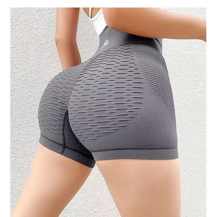 Women's Grid Design Booty Popping Slim Waist Yoga Gym Shorts