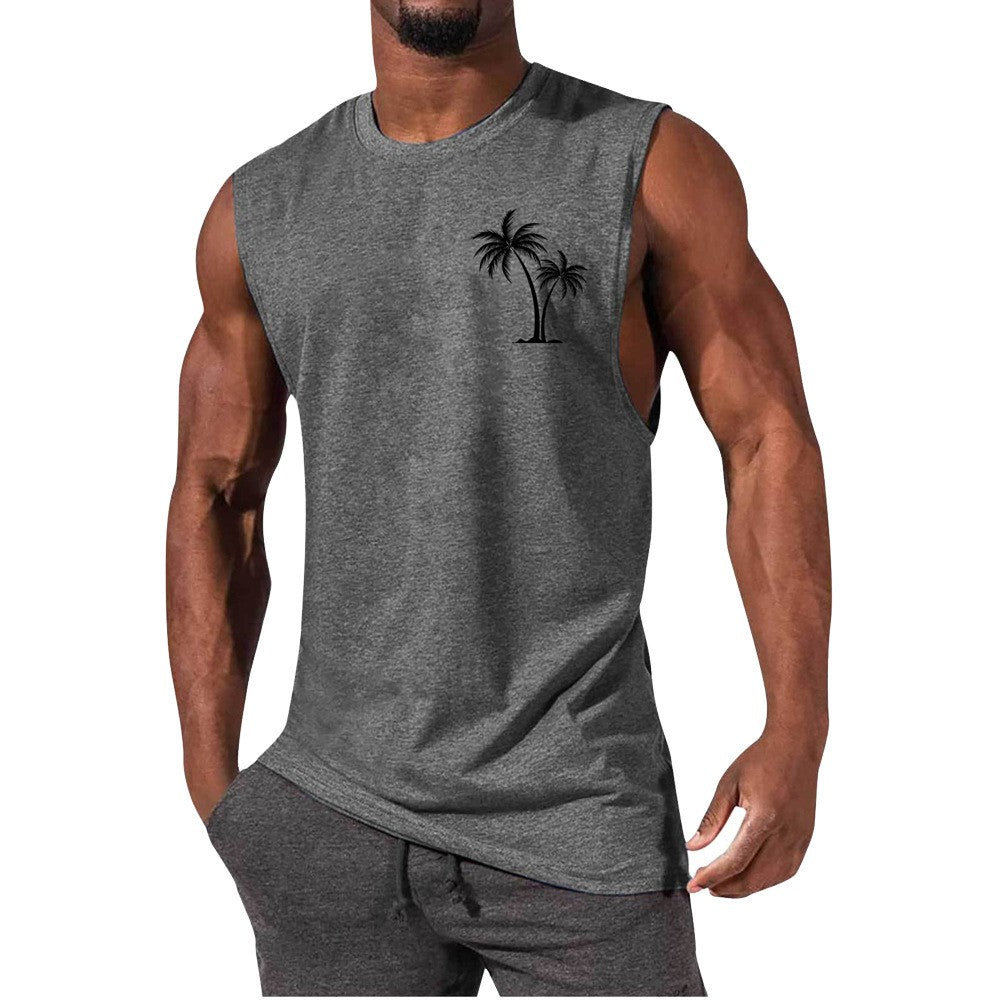 Men's Vest Summer Beach Tank Tops Workout Fitness T-Shirt