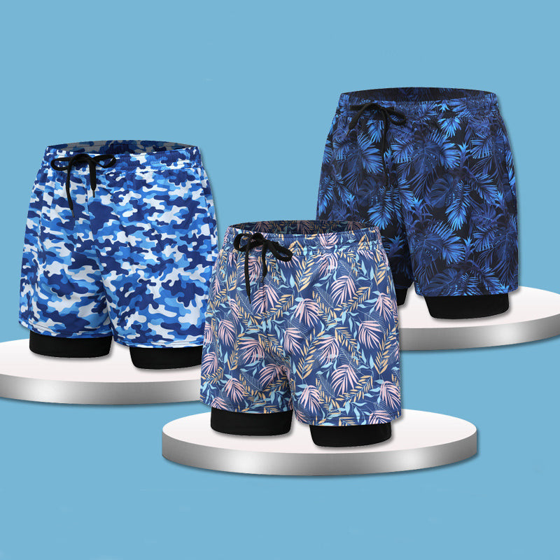 Men's Loose Double Layer Swimming Trunks