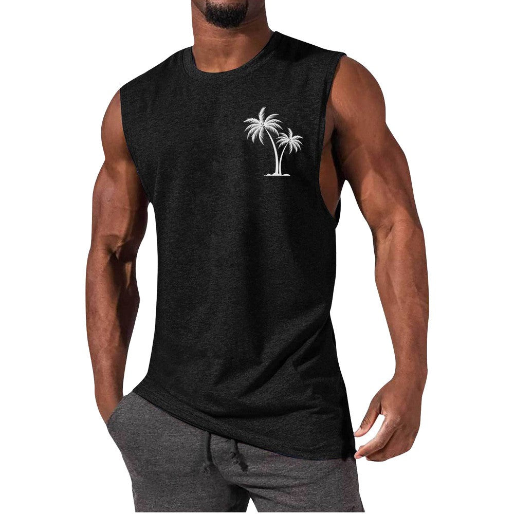 Men's Vest Summer Beach Tank Tops Workout Fitness T-Shirt