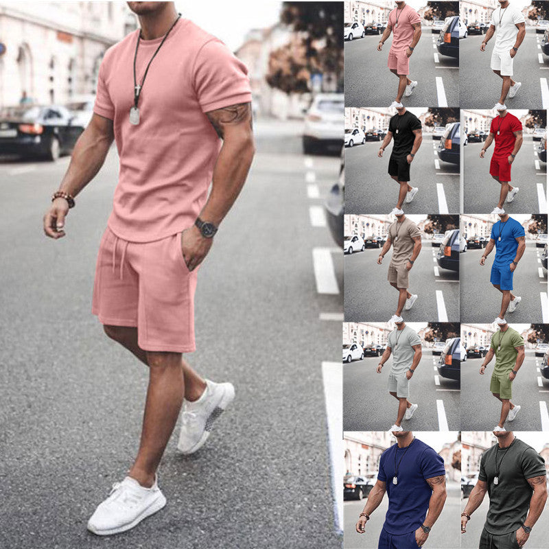 Men's Short Sleeve Shorts Two-Piece Sports And Leisure