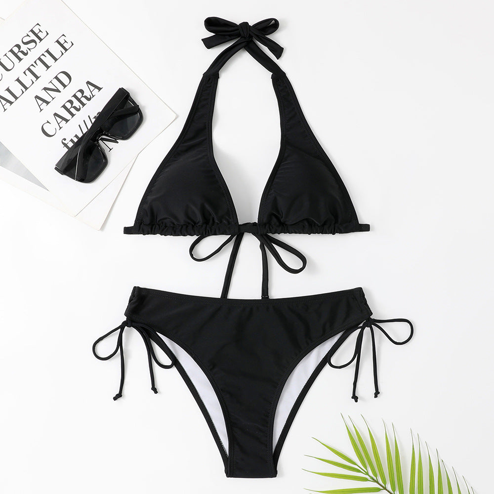 Women's Strap Style Bikini Solid Color Swimwear