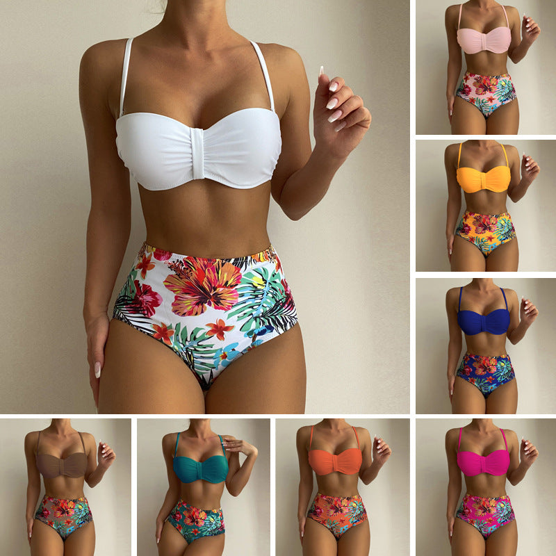 Women's Floral Print Spaghetti Strap Bikini Bathing Suit