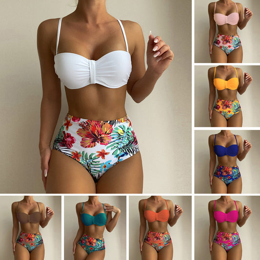 Women's Floral Print Spaghetti Strap Bikini Bathing Suit