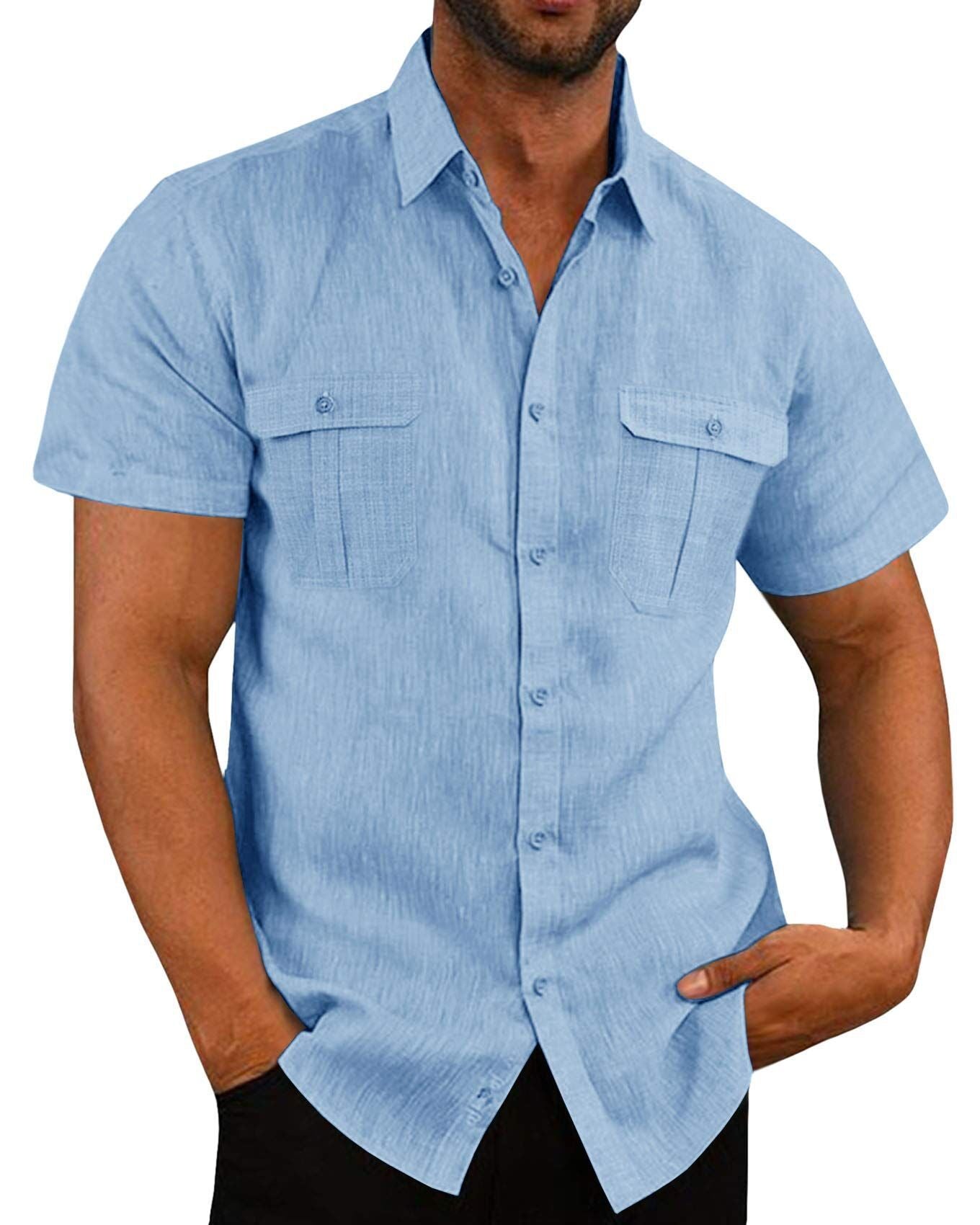 Men's Button-up Short Sleeve Summer Beach Shirt