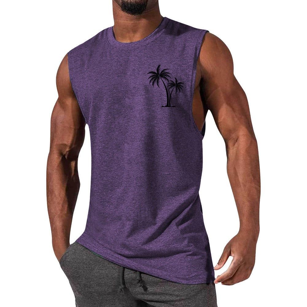 Men's Vest Summer Beach Tank Tops Workout Fitness T-Shirt