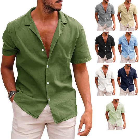 Men's Casual Button Down Short Sleeve Summer Beach Shirt