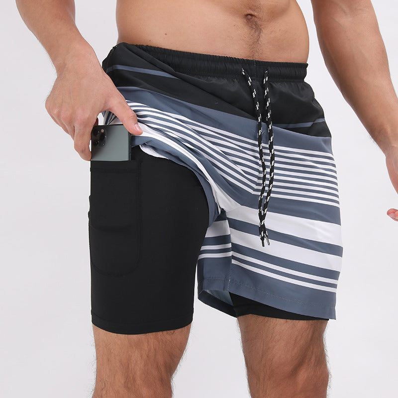 Men's Retro-Style Double Layer Sport Beach Shorts