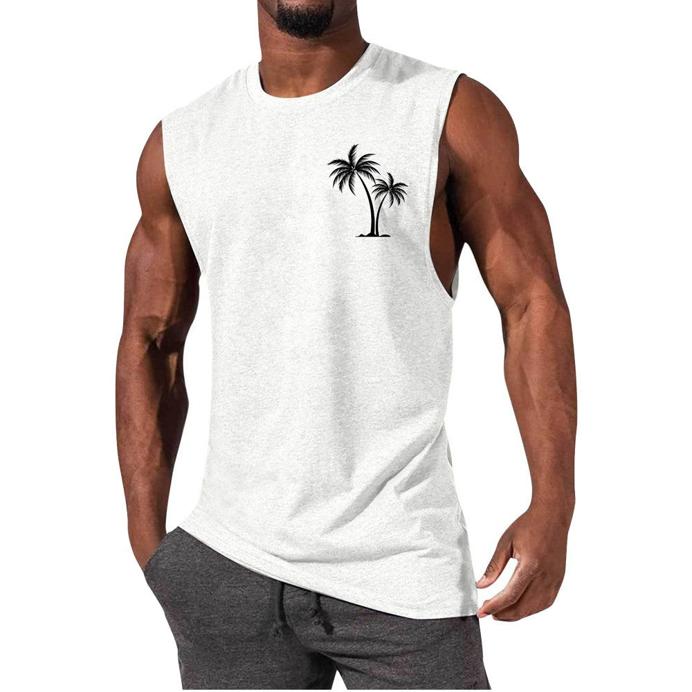 Men's Vest Summer Beach Tank Tops Workout Fitness T-Shirt