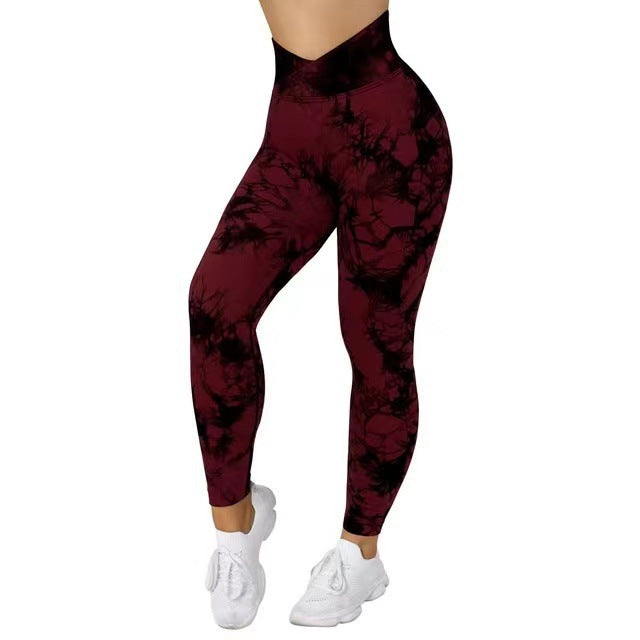 Women's Seamless Tie Dye Push Up Yoga Leggings