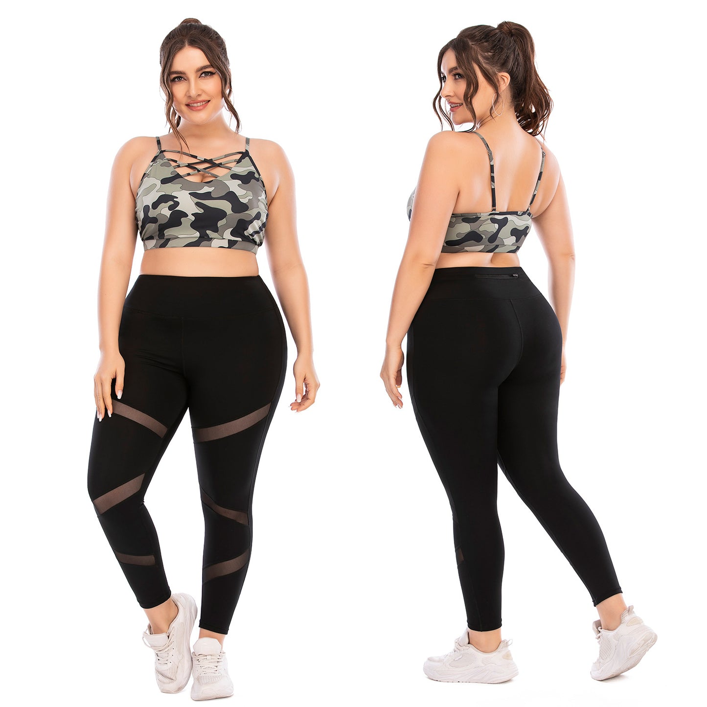 Women's Plus Size Yoga Sports Set With Supportive Sports Bra