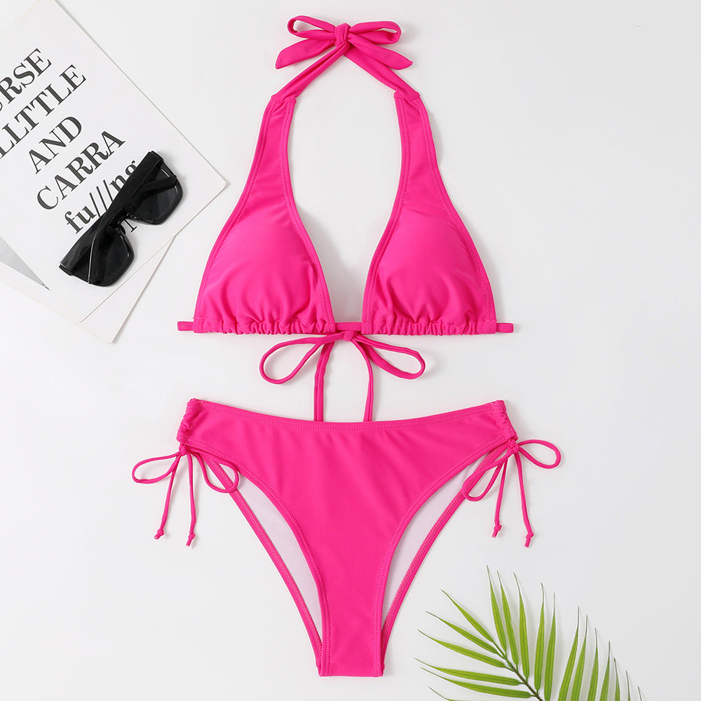 Women's Strap Style Bikini Solid Color Swimwear