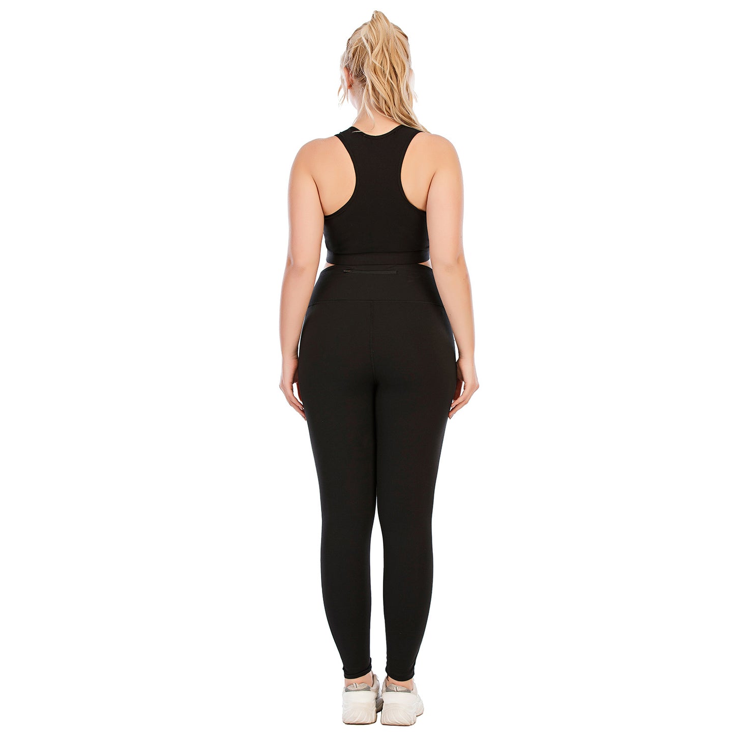 Women's Plus Size Yoga Sports Set With Flirty Sports Top