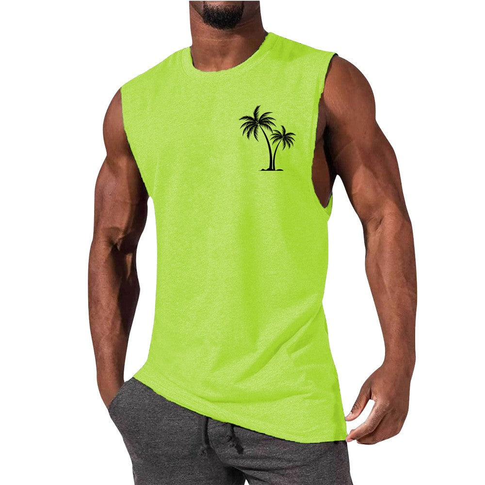 Men's Vest Summer Beach Tank Tops Workout Fitness T-Shirt