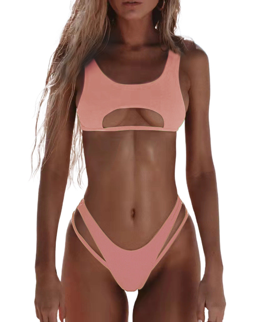 Women's solid color bikini set